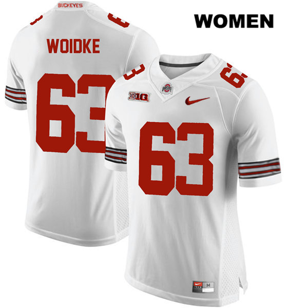 Ohio State Buckeyes Women's Kevin Woidke #63 White Authentic Nike College NCAA Stitched Football Jersey FK19N80KN